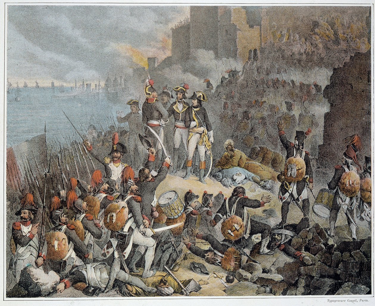 エジプト遠征（1798年〜1801年）、東洋軍：アクレの聖ヨハネの包囲。1799.- in "Victoires et conquêtes des armees francaises". 作： フランス語学校