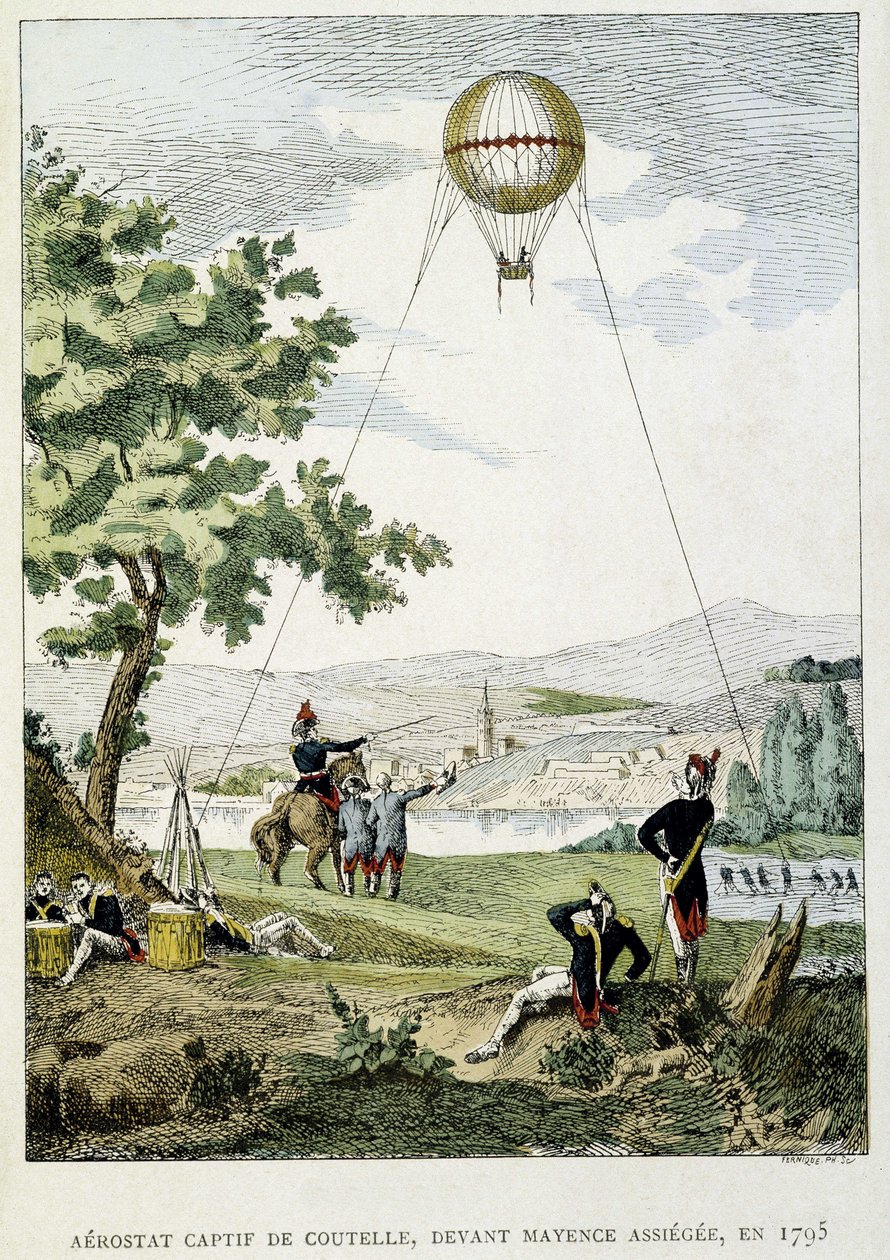 ジャン・マリー・ジョセフ（Jean-Marie-Joseph）・クーテル（1748-1835）によるキャプティブ・エアロスタット、マインツ・アシゲの前に 作： フランス語学校