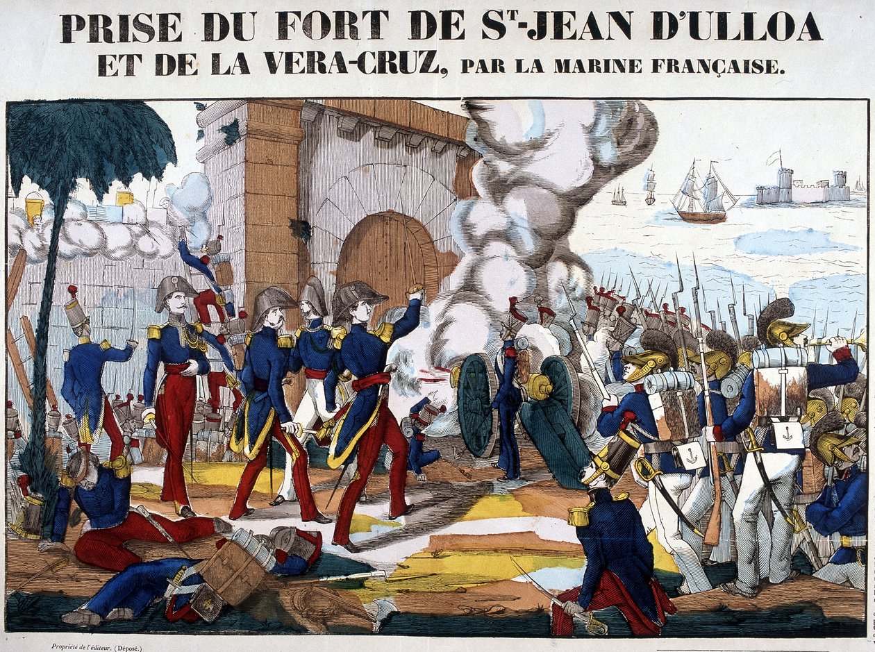 1838年11月、メキシコのウロアの聖ヨハネ要塞とラ・ベラ・クルスの攻略。エピナルの写真 作： フランス語学校