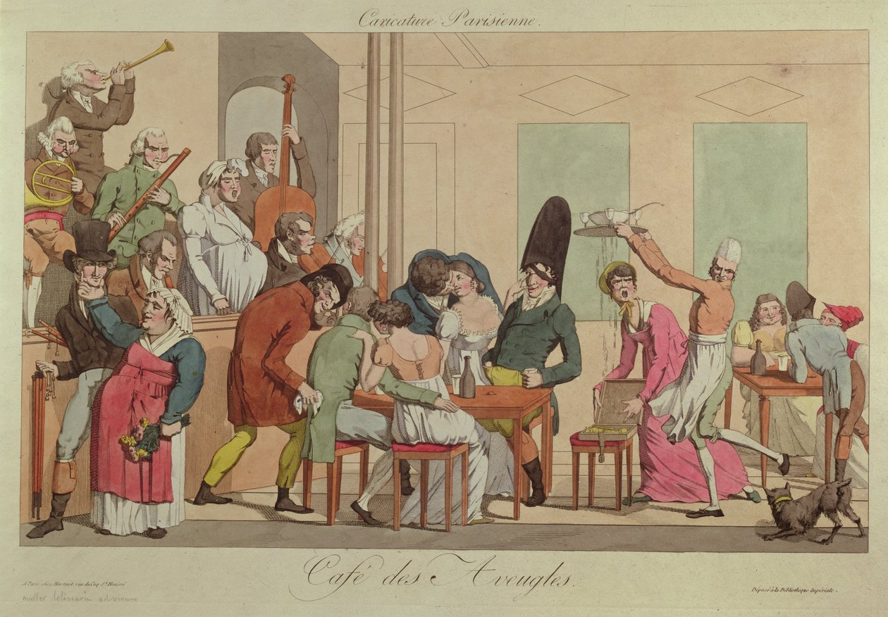 Cafédes Aveuglesの風刺画、1800年頃 作： フランス語学校