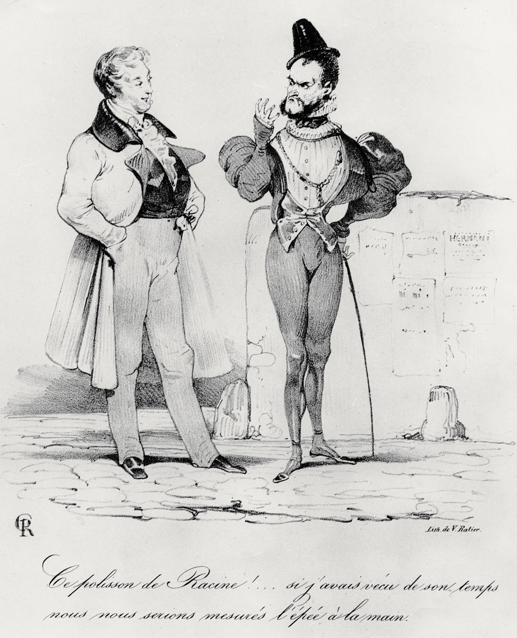 ヘルナニの時代のロマンティックドラマの似顔絵by Victor Hugo 1802-85）（1829） 作： フランス語学校