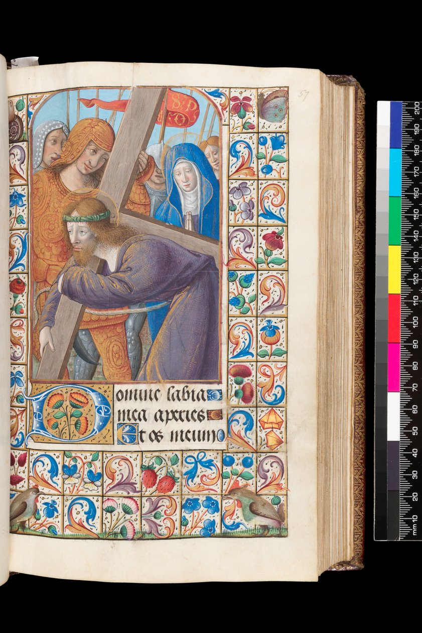 時祷書より「十字架を運ぶ」、MS 92 f.57r、西フランス 作： フランス語学校