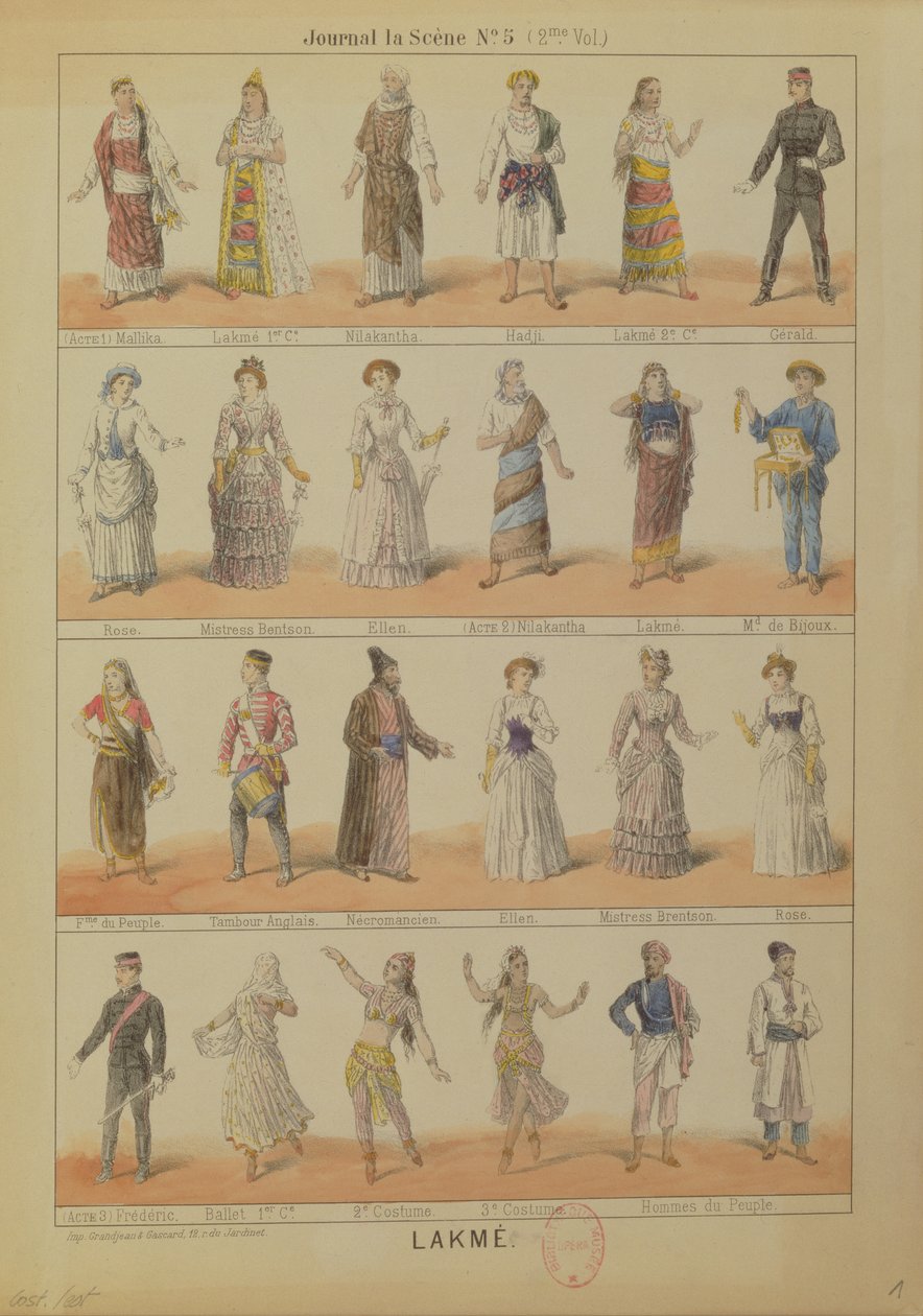 レオ・デリベス（1861-91）によるオペララクメの登場人物 作： フランス語学校