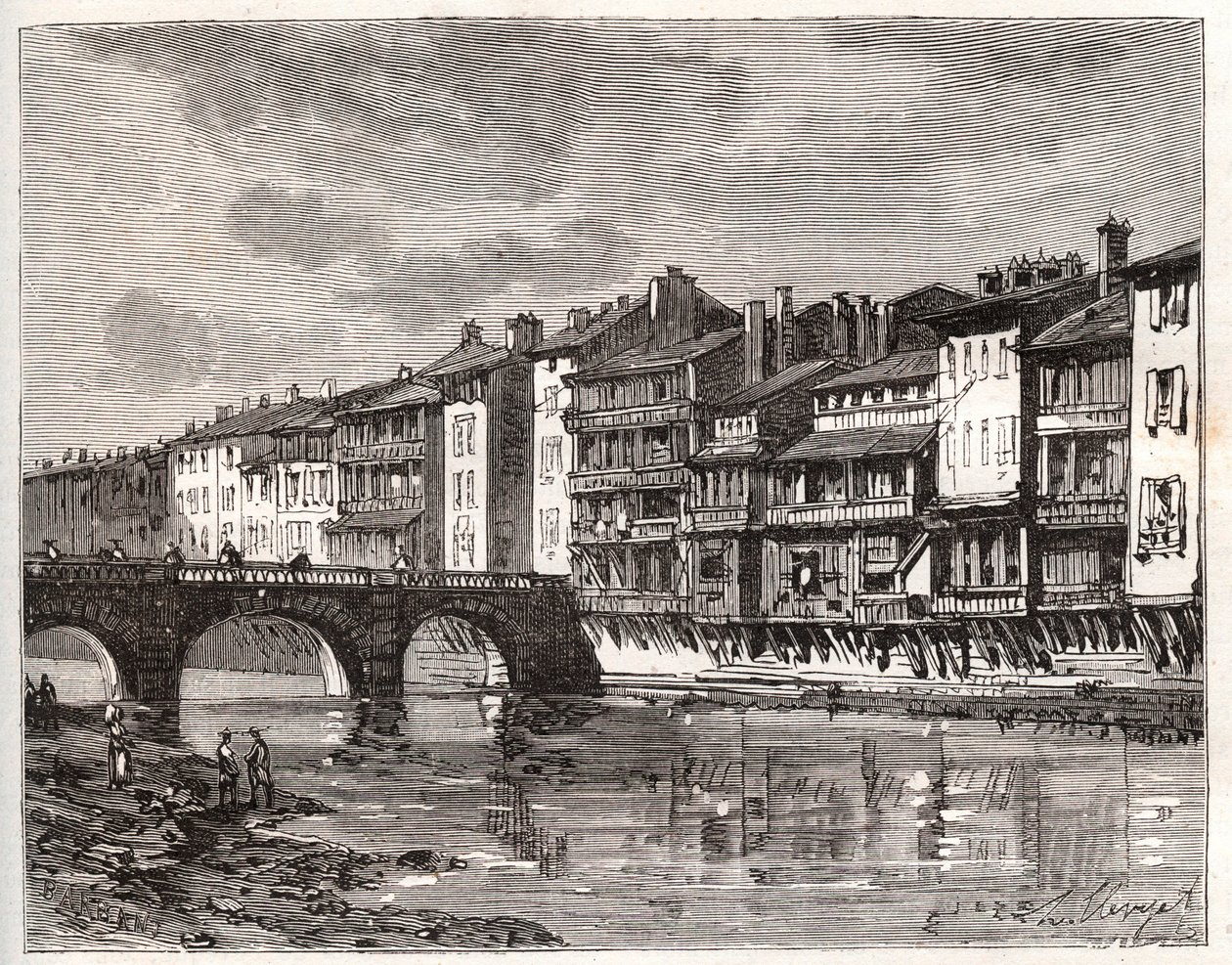 Castres - Languedoc-Roussillon-Midi-Pyrenees - V.-A. Malt-Brownによる "La France illustree: Geography, history, statistical administration "に掲載された彫刻。V.-A. Malt-Brown著 "La France illustree: geography, history, statistical administration "の版画。1884 作： フランス語学校