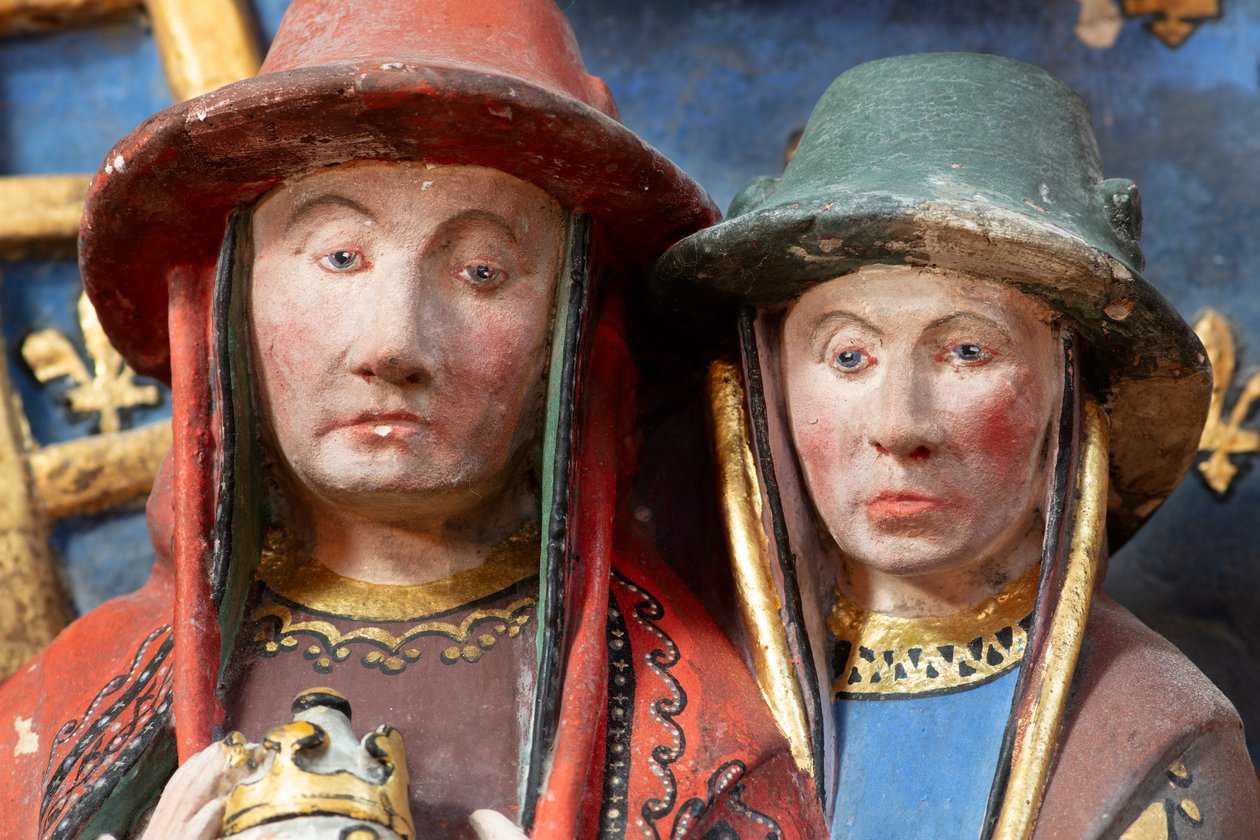 大聖堂（Cathédrale Notre-Dame）。内部。ジャン・ド・リブールの墓碑銘。1470年。詳細（写真） 作： フランス語学校