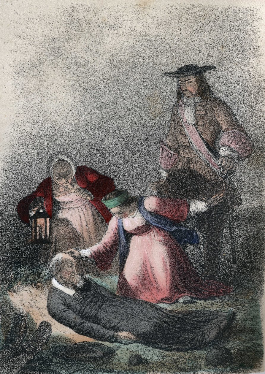 Katharina I. von Russland (Marta Elena Skavronska, später Marfa Samuilovna Skavronskaya) - Katharina I. (1684-1727), als Kind findet sie Pastor Skovronski, den Pastor, der sie aufgezogen hat, sterbend unter den Toten von Mariembourg, einer von den Russen ü von French School