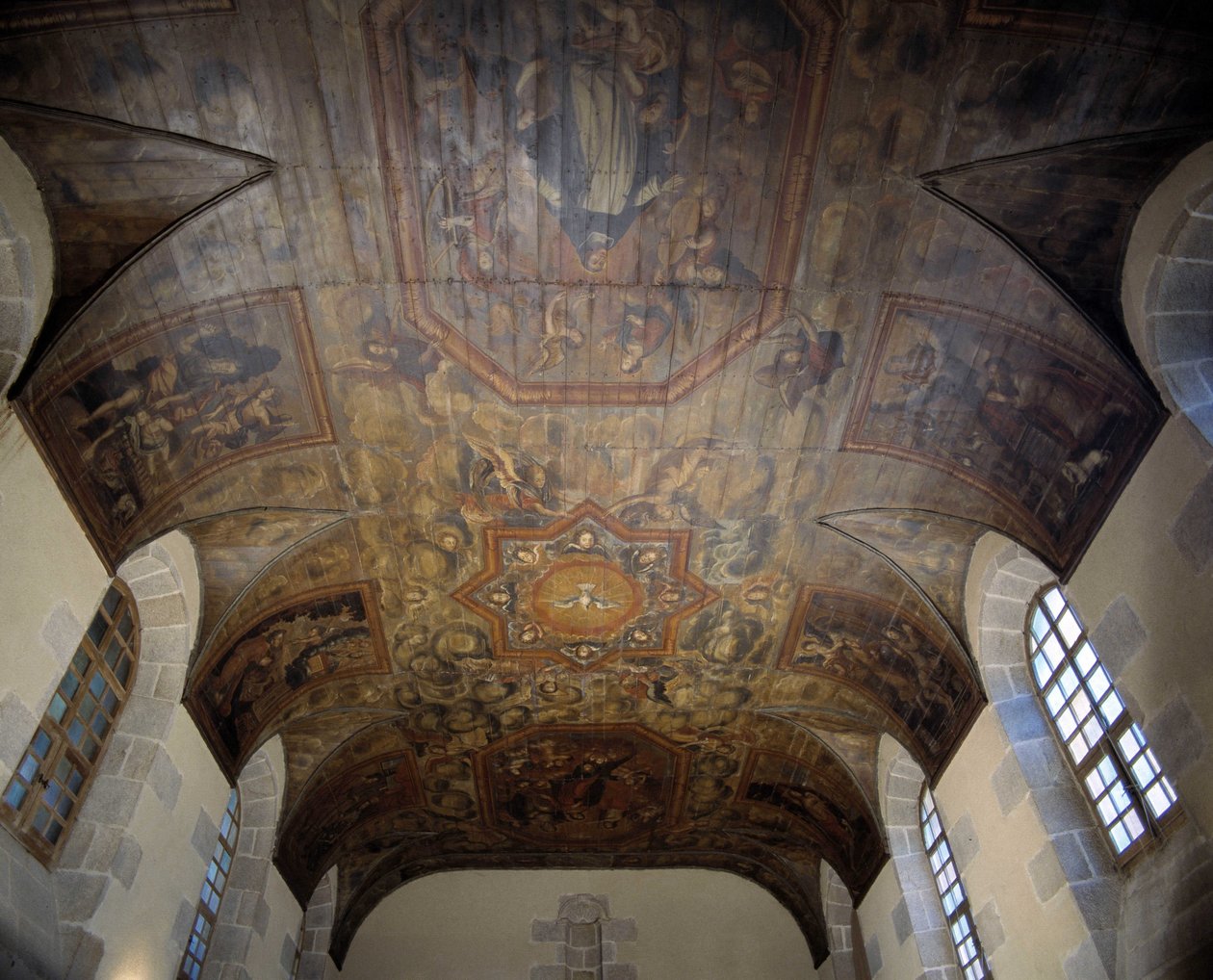 旧ドミニコ会修道院（病院）の天井（1664年）。17世紀の絵画。ディナン、コート・ダルモール（Cotes-d