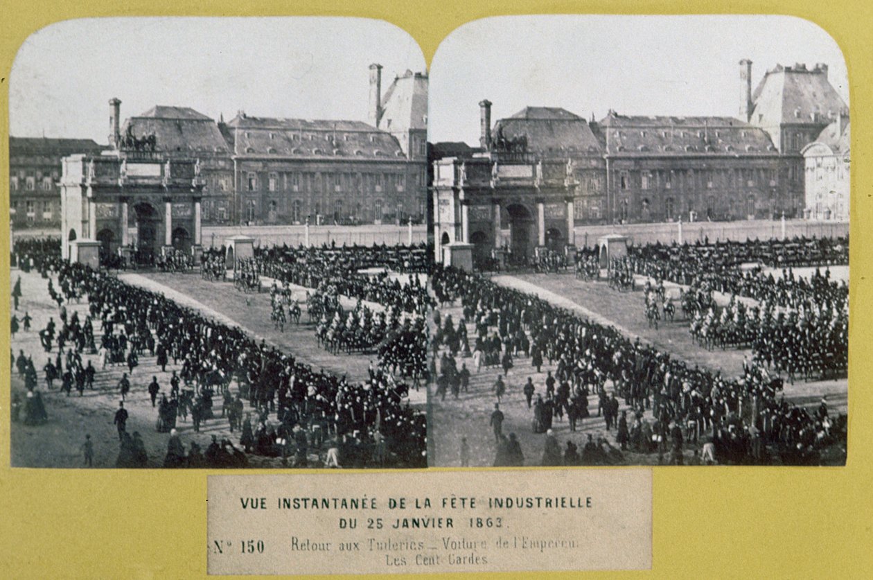 チュイルリーでの業界の祝賀、パリのカルーセル広場、立体視、1863年1月25日 作： フランス語学校