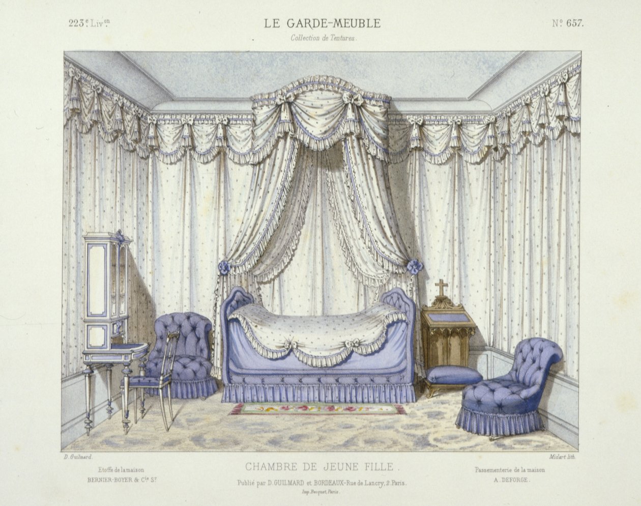 少女の部屋、『Le Garde-Meuble』より。パリ、1890年頃（カラーリトグラフ） 作： フランス語学校