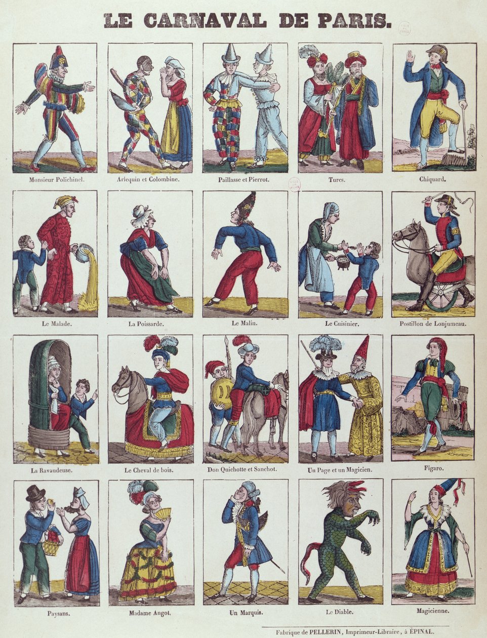 パリのカーニバルのキャラクター、1840年頃 作： フランス語学校