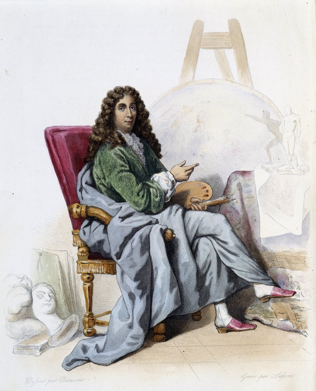 Charles Lebrun (Le Brun) (1619-1690) フランスの画家・装飾家 - パリのメネシェ作「Le Plutarque francais」に掲載。 作： フランス語学校