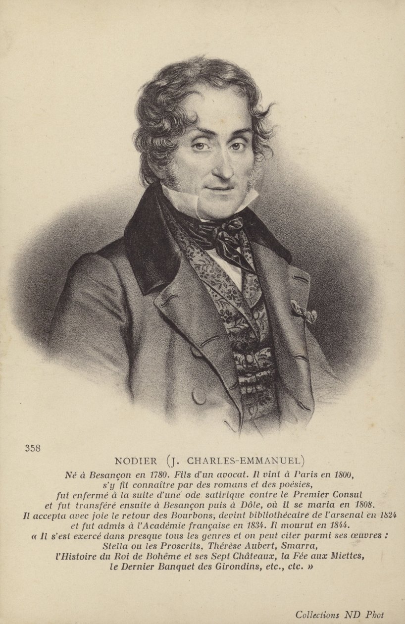 シャルル・ノディエ（1780-1844）フランスの小説家、短編小説家（リトグラフ） 作： フランス語学校