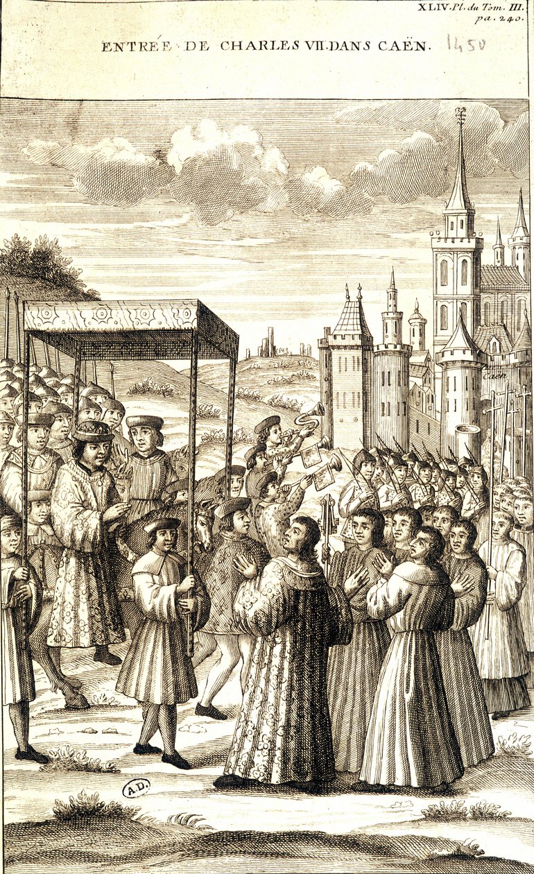 シャルル7世は1450年にカーンに入った。 作： フランス語学校