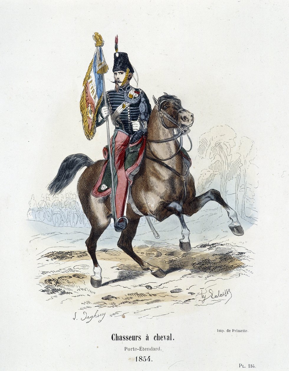 1854年のポルトからエタンダールまでのシュヴァル（騎兵）：A.バルビエの「Histoire de l