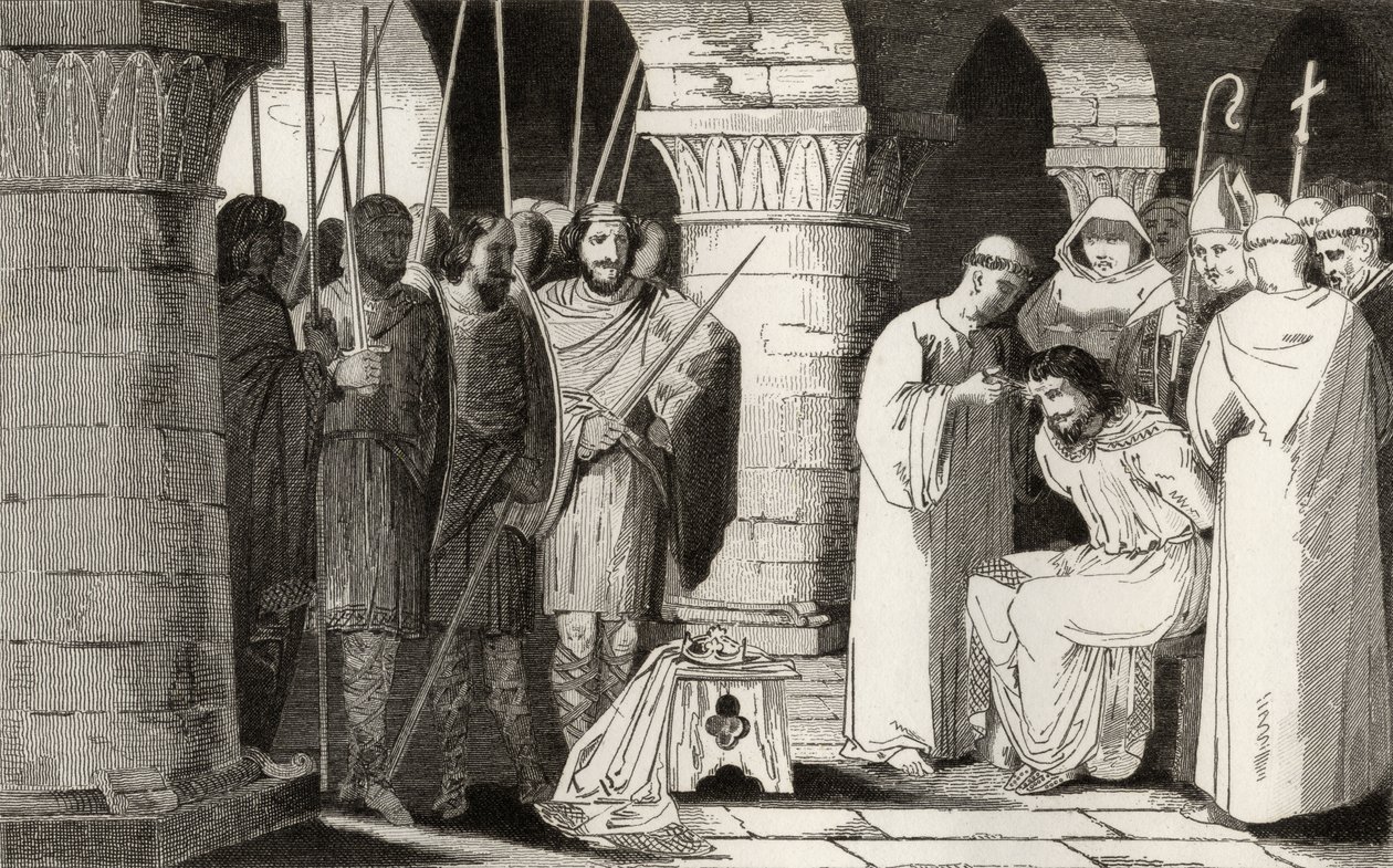 Childeric III（714-51）は、1840年頃に出版された、Colartの「Histoire de France」から、放棄され修道院に監禁されました。 作： フランス語学校