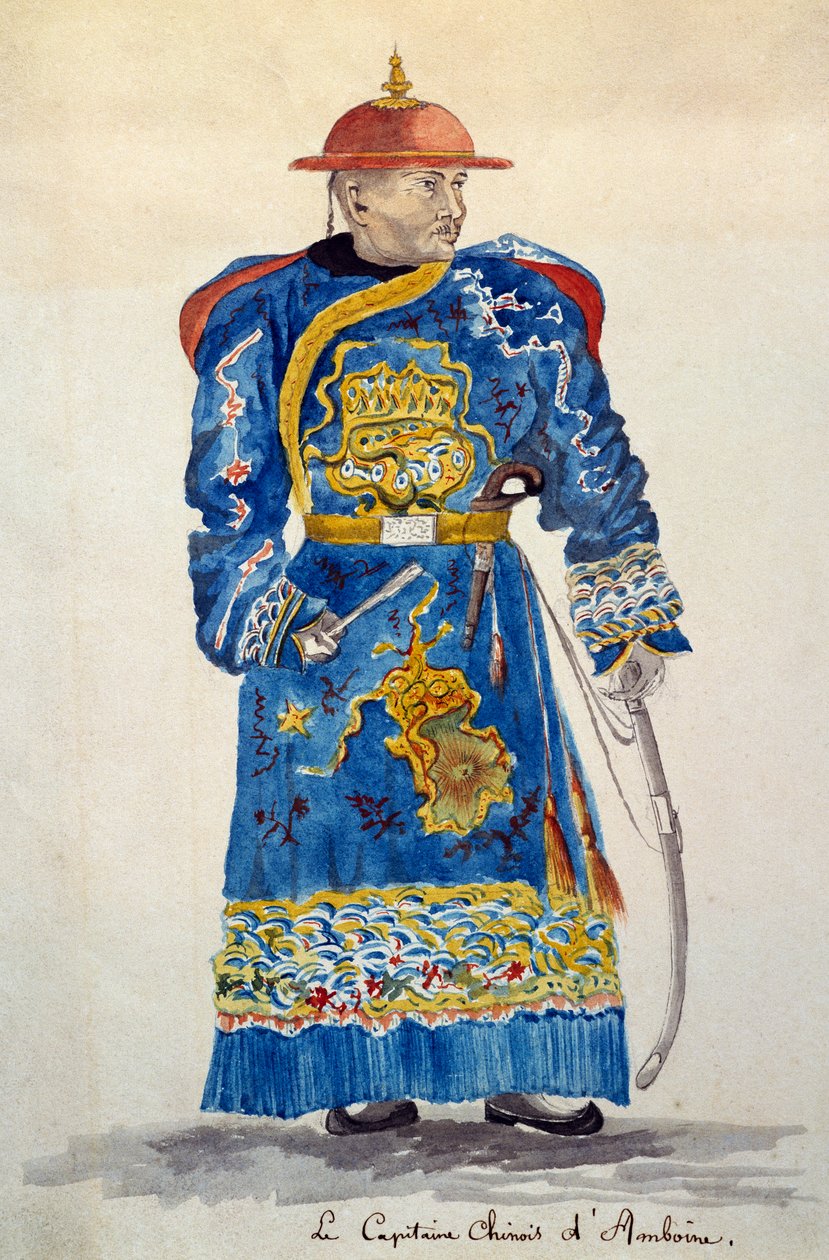 モルッカ諸島・アンボン島の中国人船長 ジュール＝ルイ・ルジューヌの水彩画（『世界一周の船旅』に基づく 作： フランス語学校
