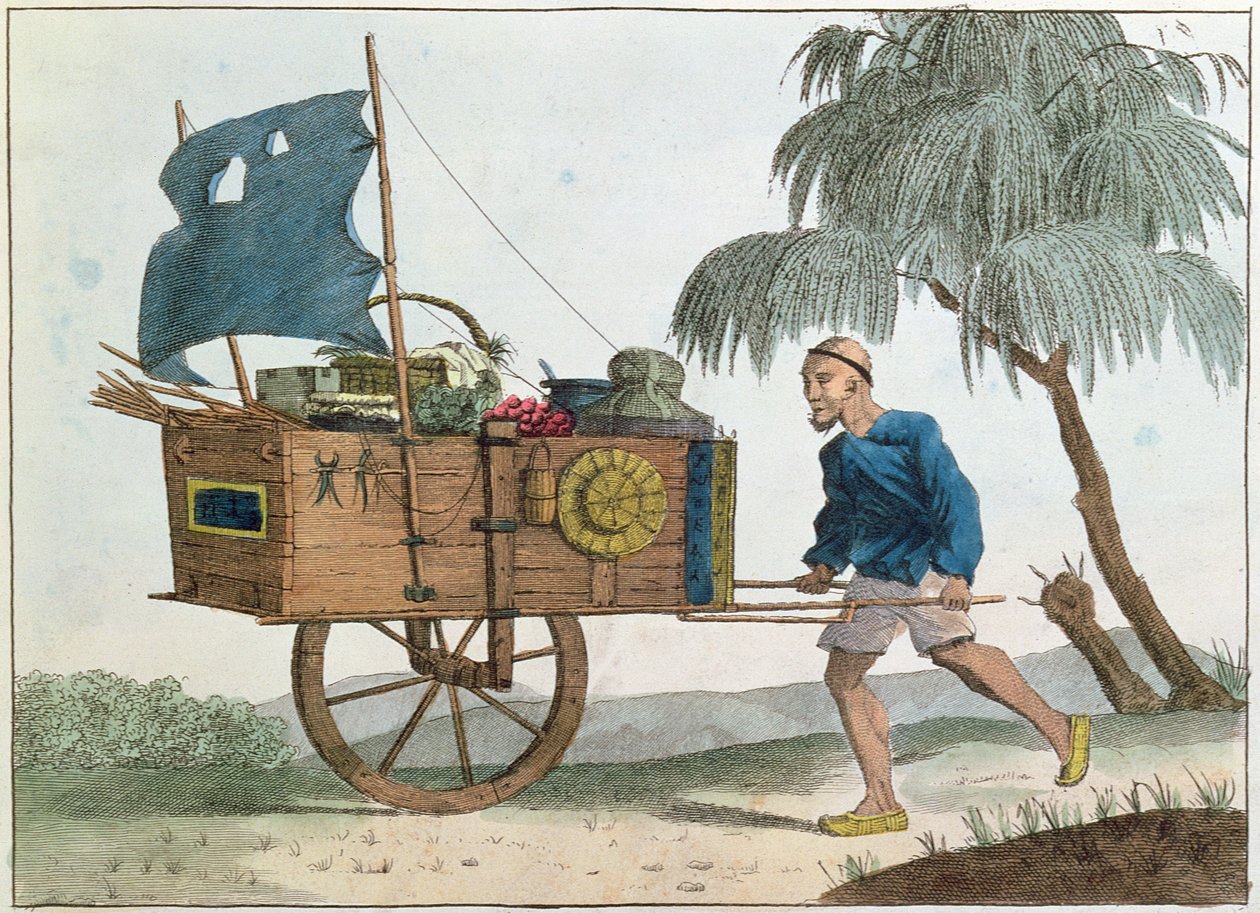 1811年の帆の下に手押し車を持つ中国の農民 作： フランス語学校