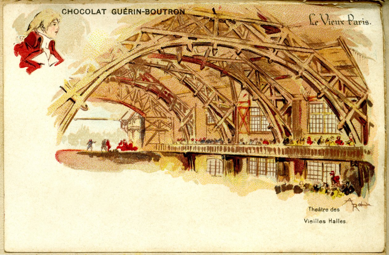 Chocolate Chromolithography Guerin Boutron "s Chocolates、THE OLD PARIS、ThéâtredesVieilleshalles 作： フランス語学校