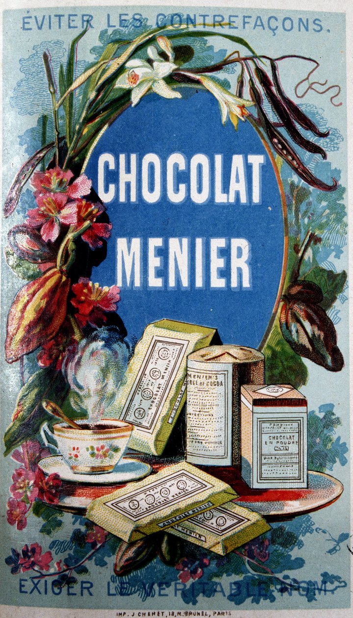 "Avoid counterfacons "と書かれたチョコレート広告 "Menier" 作： フランス語学校