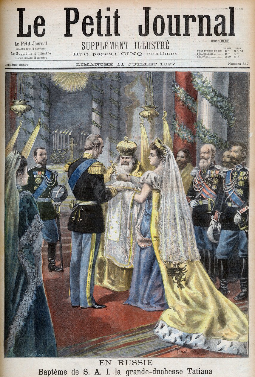 ロシアのタチアナ大公夫人の洗礼式、「Le Petit Journal」のイラスト 作： フランス語学校