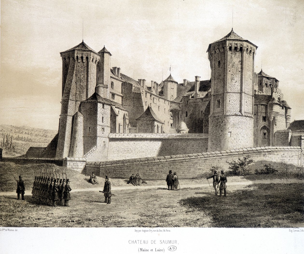 Château de Saumur (Maine & Loire) - リトグラフ 作： フランス語学校