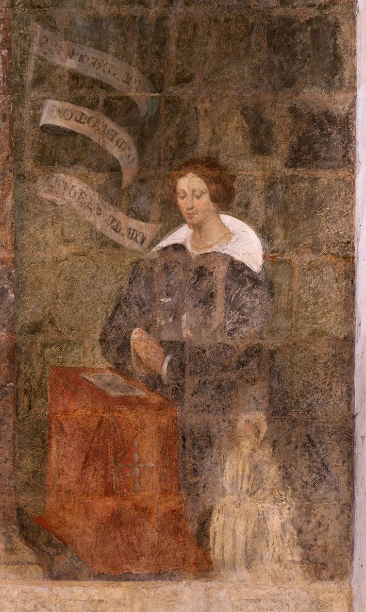 教会（Eglise Saint-Jean-Baptiste）。内部の様子。サン・フルーシー礼拝堂壁画。マリアの賛美（fresque dite de la bonne mort）。17世紀初頭。 作： フランス語学校