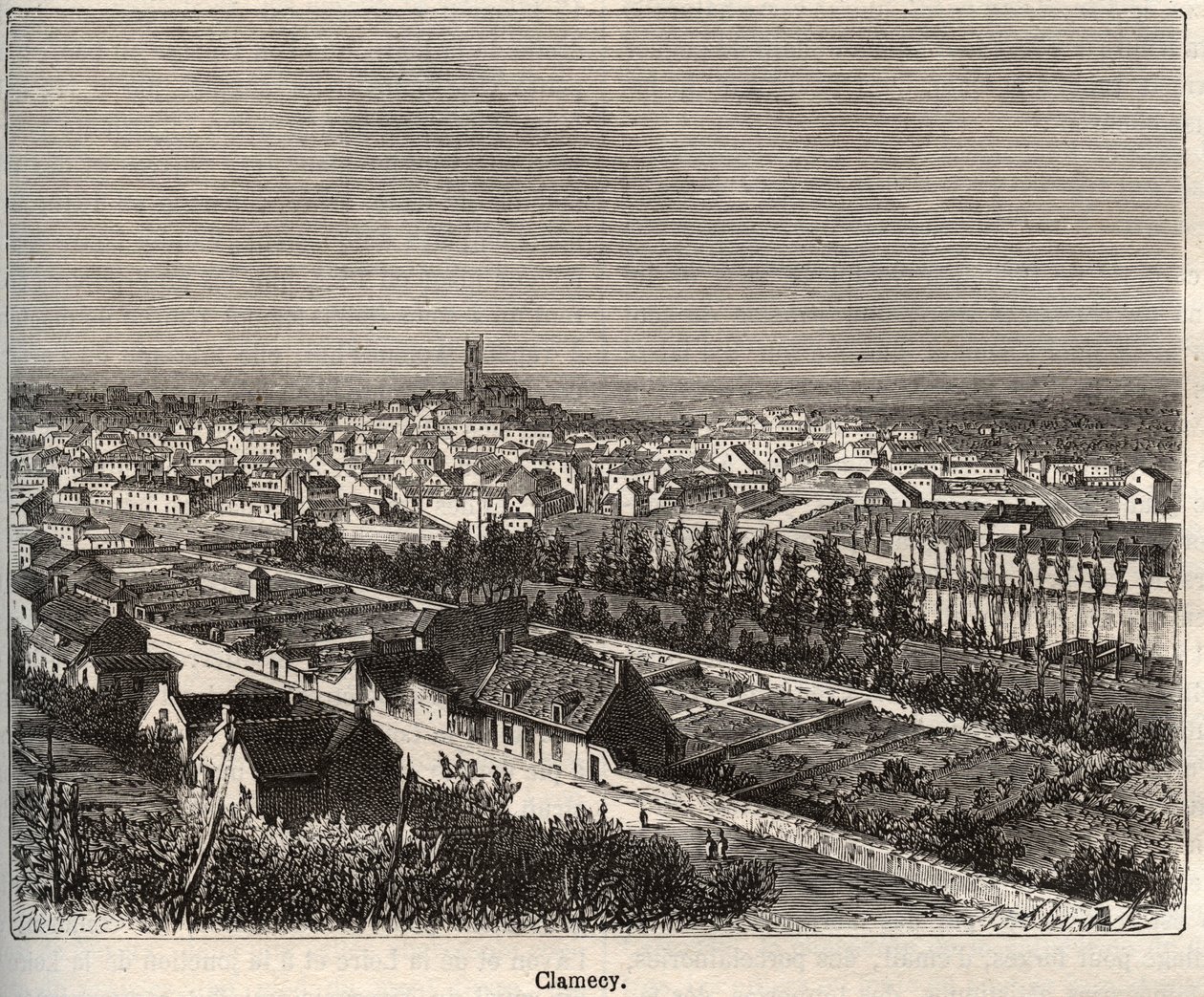 クレーメシー、ニーヴル、ブルゴーニュ - V.A.マルト・ブラウン著「La France illustree: Geography, history, statistical administration」に掲載された彫刻。1884 作： フランス語学校