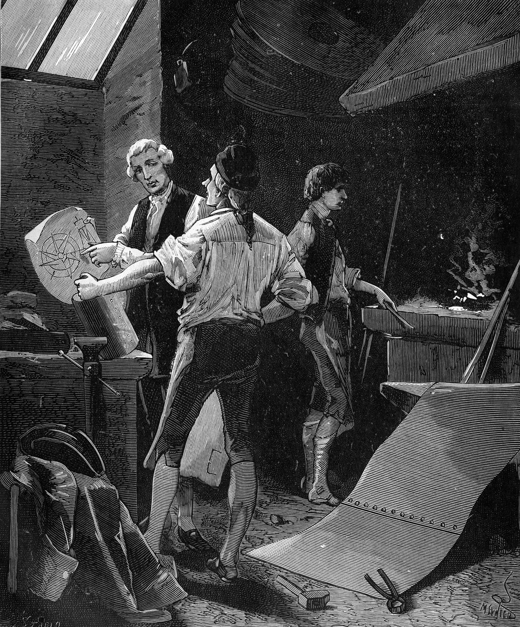 クロード・フランソワ・ド・ジュフロワ・ダバン（1751-1832）は、蒸気船を発明したフランス人技師で、ボイラー技師の協力を得て船の建造を準備していました。 作： フランス語学校