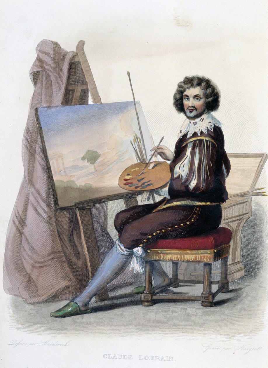 Claude Gellee dit Lorrain (1600-1682) フランスの画家-パリのMennechet社の「Le Plutarque francais」に掲載。 作： フランス語学校