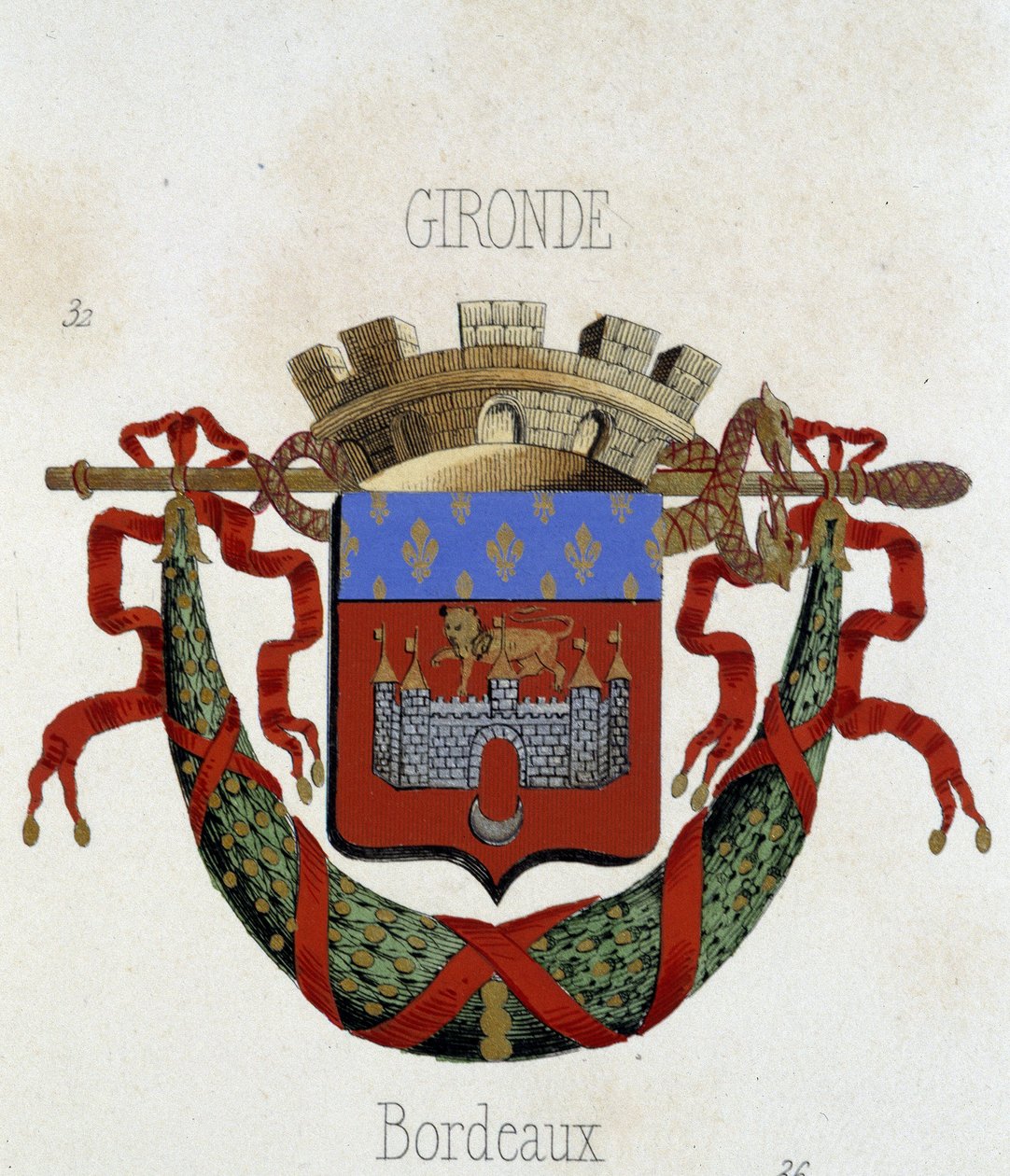 ボルドー市の紋章 - パリのH. Traversier著「Armorial National de France」に掲載されています。 作： フランス語学校