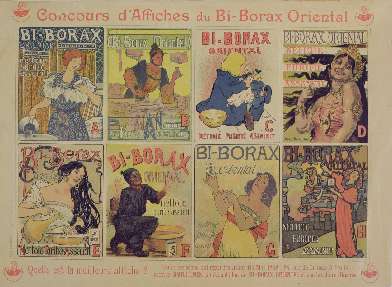フランスの洗浄剤Bi-Borax Oriental、1898を宣伝する最高のポスターをめぐるコンテスト 作： フランス語学校