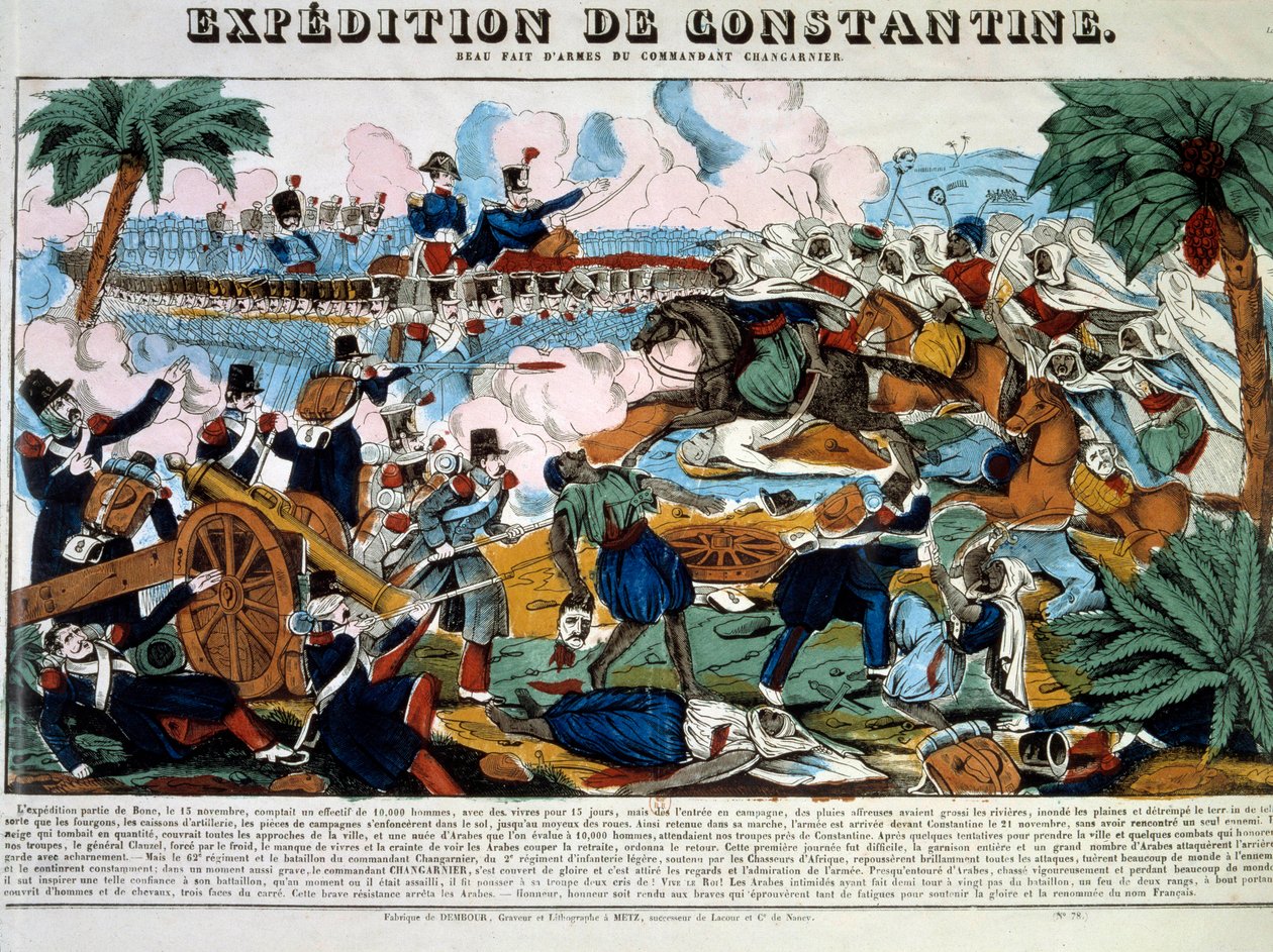アルジェリア会議："Expedition de Constantine en novembre 1837" 19世紀のエングレーヴィング 個人蔵 作： フランス語学校