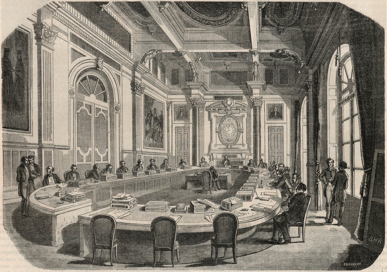 コンセイユ・デタット、コミット・ルーム、エドモンド・テクシエ1852年の「Tableau-de-Paris」に掲載された版画 作： フランス語学校