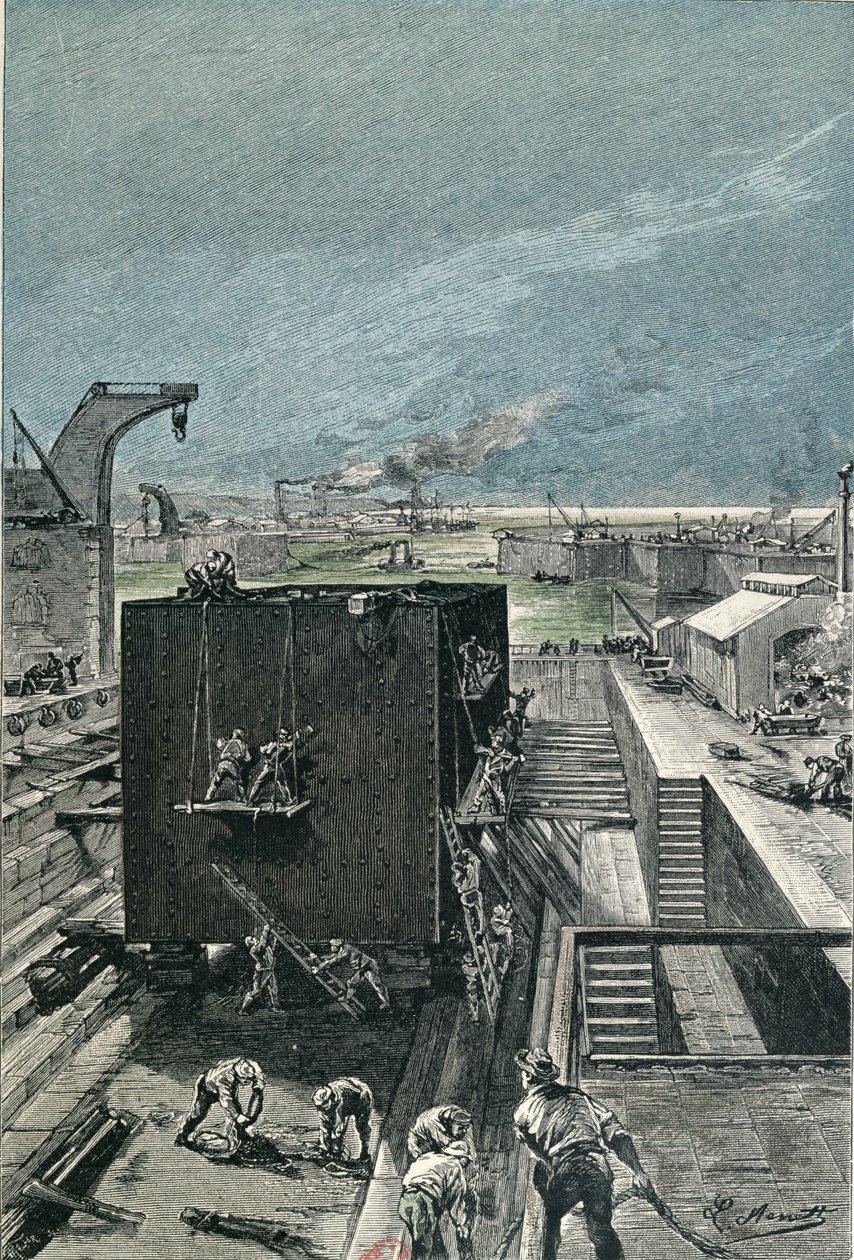 1865年に出版されたジュールヴェルヌ（1828-1905）によるヘリスIleからの船の建造 作： フランス語学校