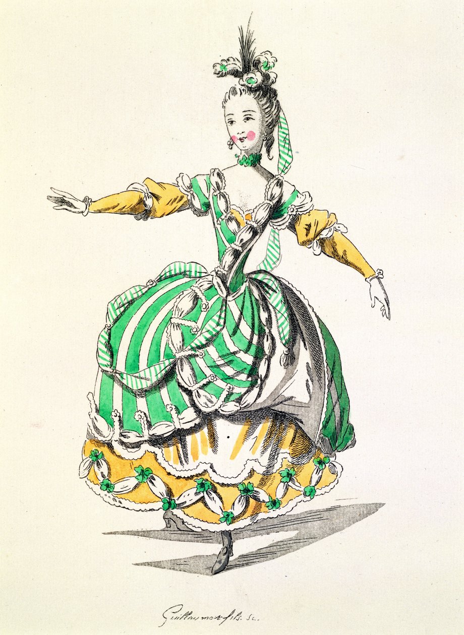 ダーダヌスのフリジェンヌの衣装デザイン、ルクレールドゥラブレール作の台本、ジャンフィリップラモー（1683-1764）作、A。ギヨーモフィルス作ファクシミリ（カラー彫刻） 作： フランス語学校