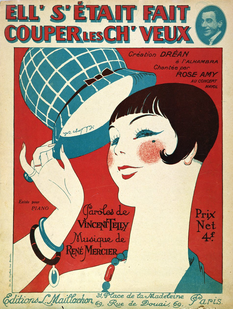 楽譜の表紙、ヘアカット、1924年 作： フランス語学校