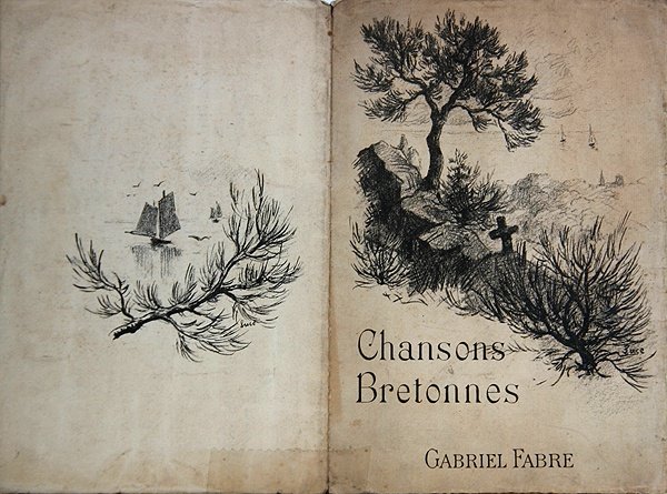 モレアス、アジャルベール、P.フォートの詩によるガブリエル・ファーブルの「Chansons Bretonnes」の楽譜の表紙（カラーリトグラフ） 20世紀初頭 作： フランス語学校