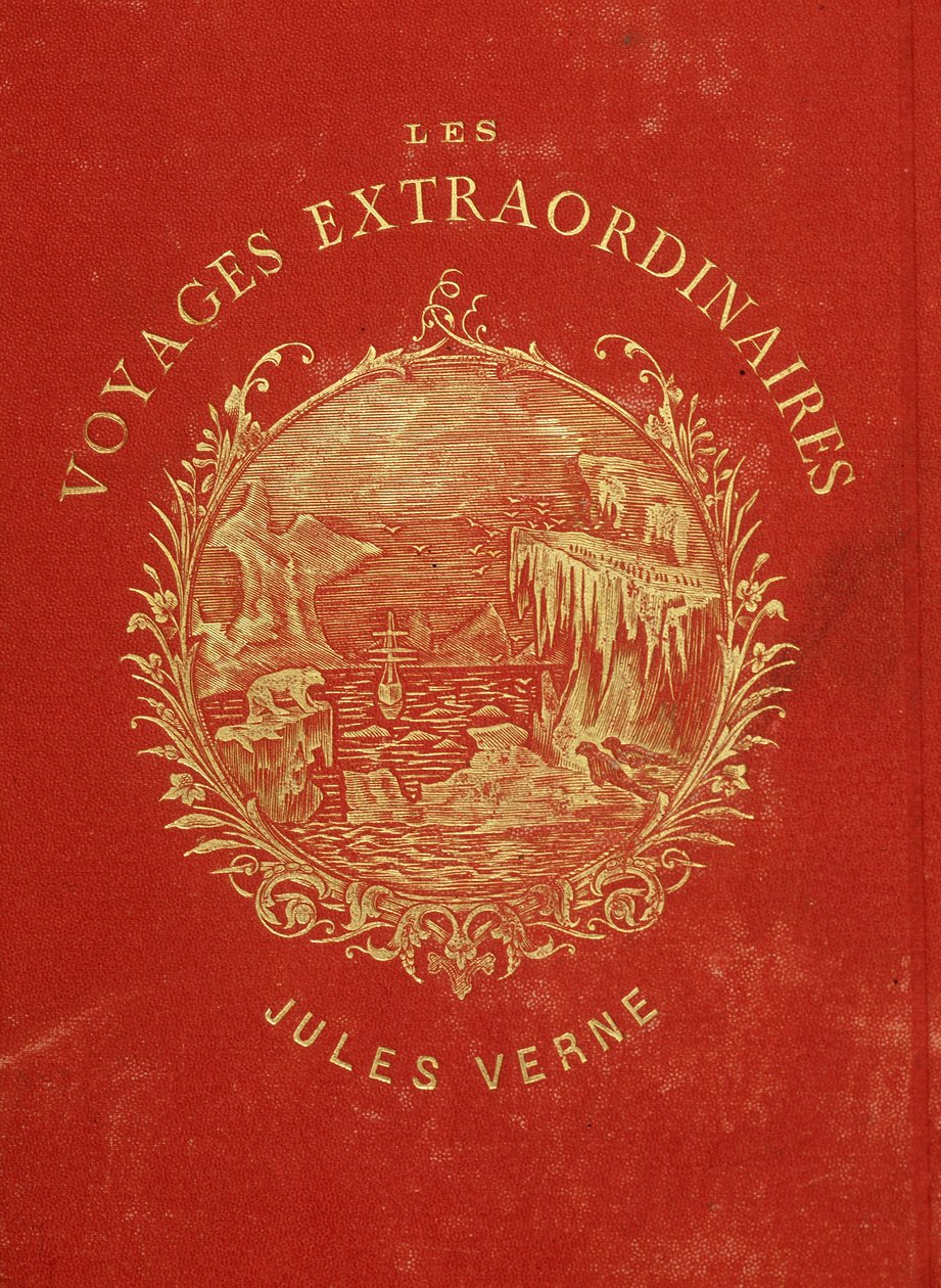 ジュール・ヴェルヌのコレクション「Les Voyages Extraordinary」の表紙。19世紀末のこと。 作： フランス語学校