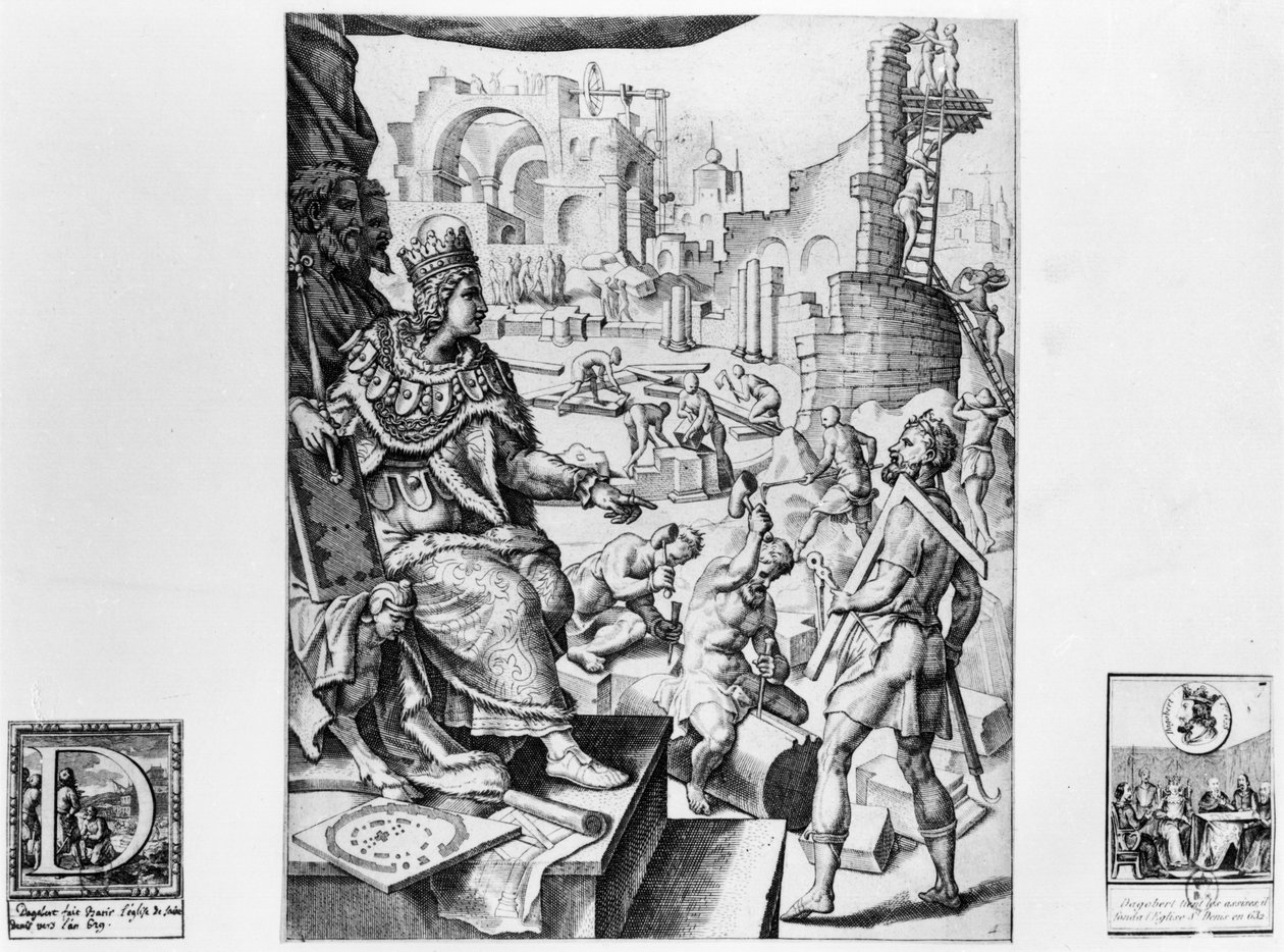 ダゴベール1世（605-39）、フランク王、バジリクサンドニの建物を監督 作： フランス語学校