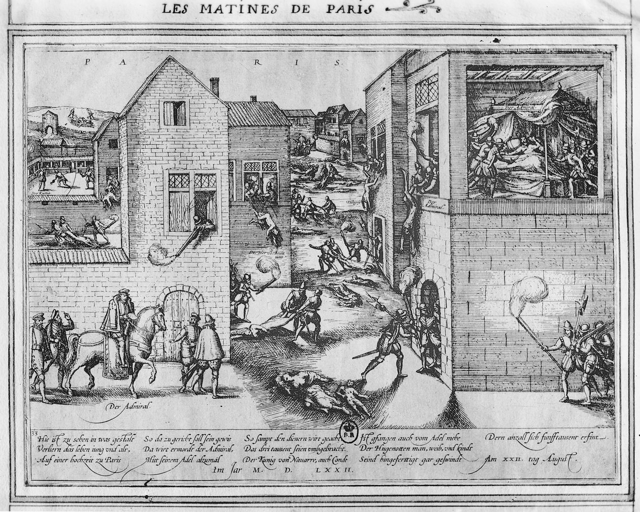 1572年の聖バーソロミュー虐殺の時のガスパルド2世デコリニー提督（1519-72）の死（色については187818を参照） 作： フランス語学校