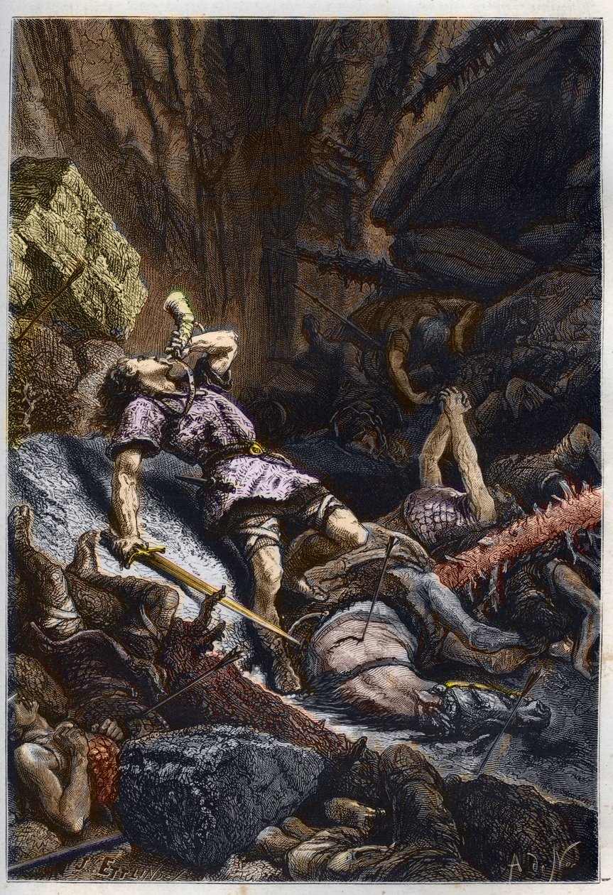シャルルマーニュの甥である騎士ローランの死、ロンセヴォーの戦い（778年）シャルルマーニュ軍とサラセン人との戦いで - ロンセヴォー峠の戦いでのローランの死、778年 - 「L