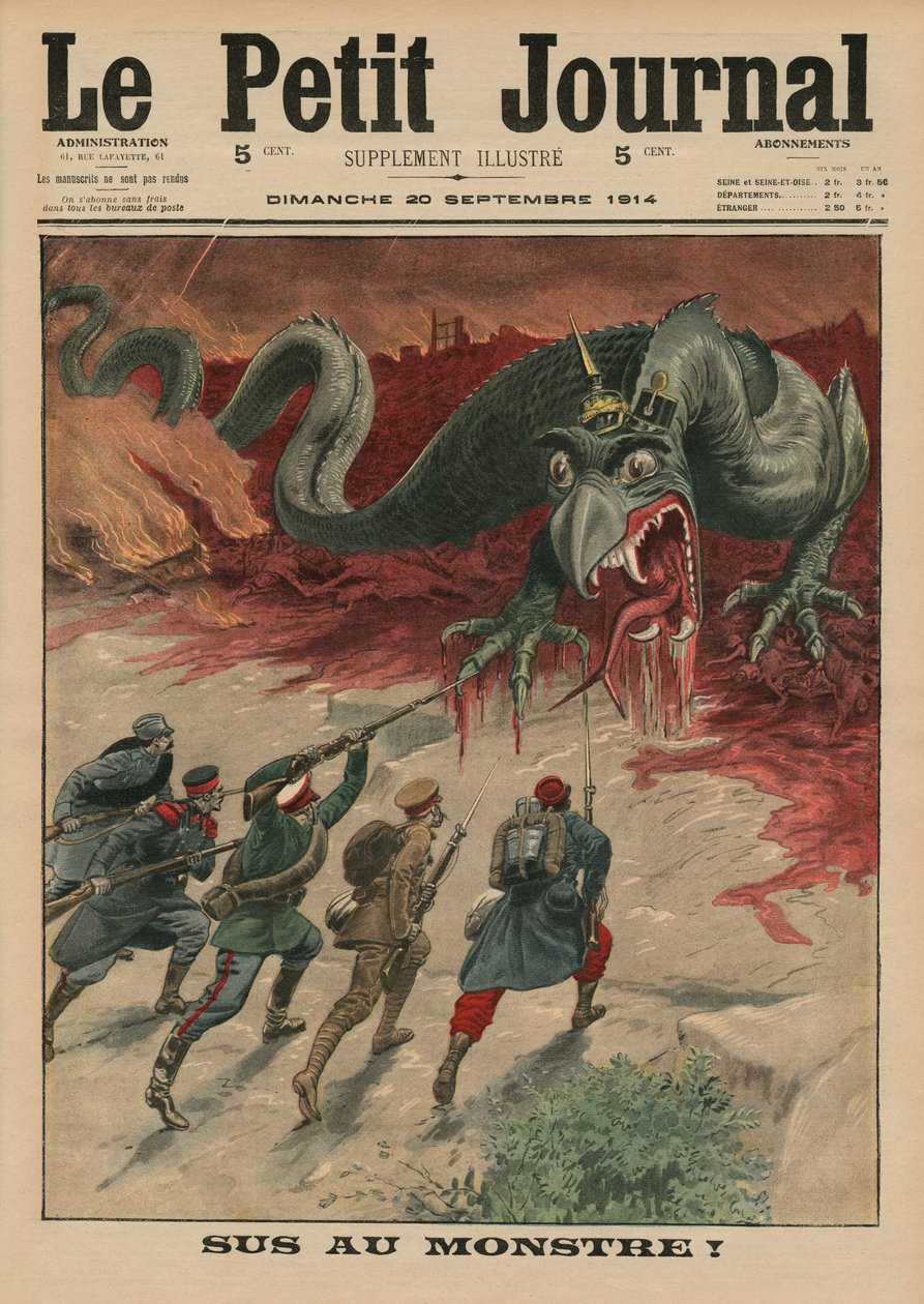 モンスターの死、「ルプチジャーナル」の表紙イラスト、サプリメントイラストレーター、1914年9月20日 作： フランス語学校