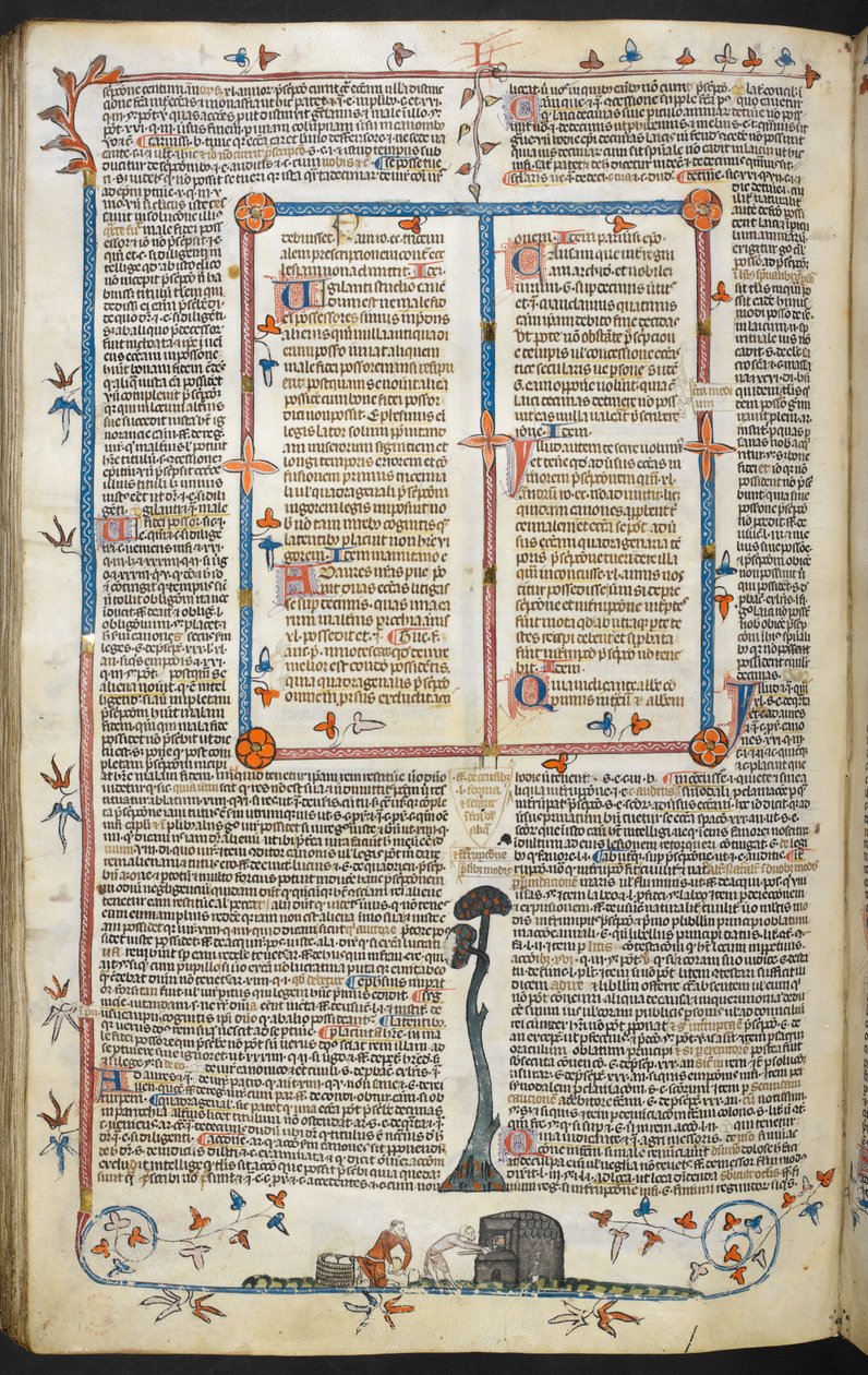 Gregory IX:n säädökset Bernard of Parman kiillolla ("Smithfield Decretals"), MS Royal MS 10 E IV, f.145v, n.1300-40 (muste pergamentilla) 作： フランス語学校