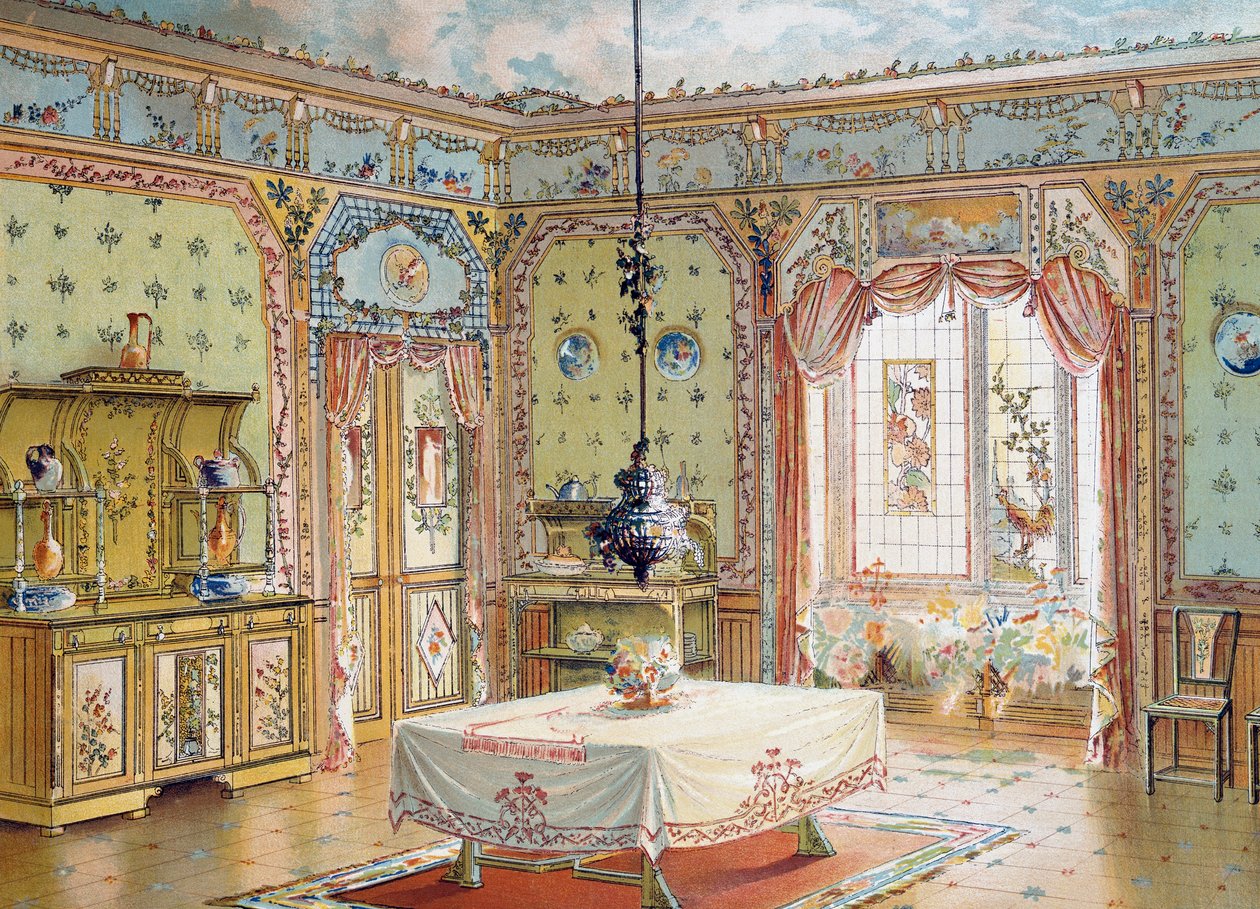 雑誌「La Decoration interieure（ホームデコレーション）」に掲載されたダイニングルームのデザイン 作： フランス語学校