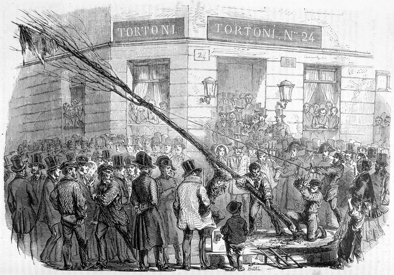 自由の木の破壊（1850年2月～3月） - 「Histoire contemporaine de la France」（Hachette, Paris）に掲載。 作： フランス語学校