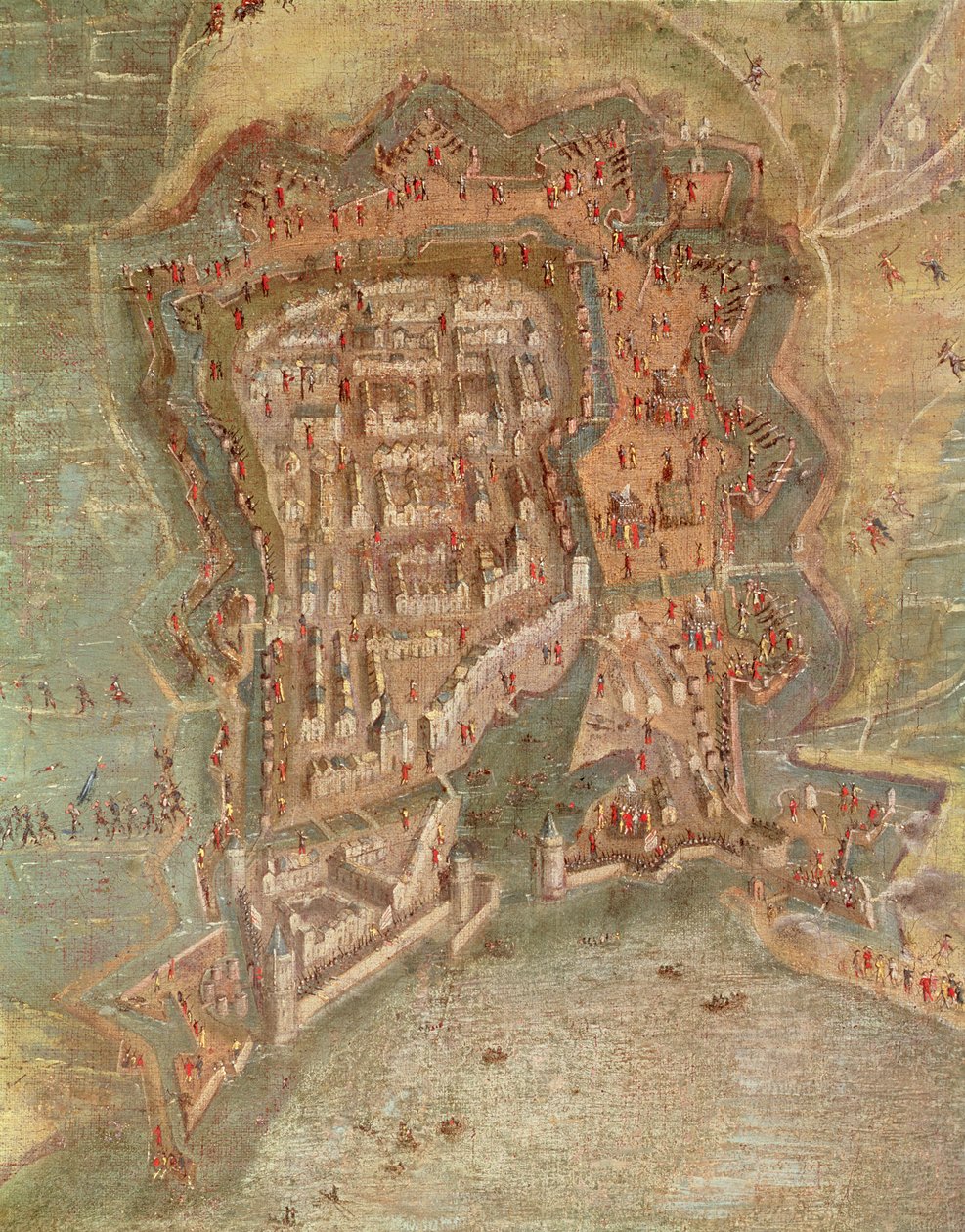 詳細 - 1627 年から 1668 年にかけてのリシュリュー枢機卿の軍隊によるラ ロシェル包囲戦 (キャンバスに油彩) 作： フランス語学校