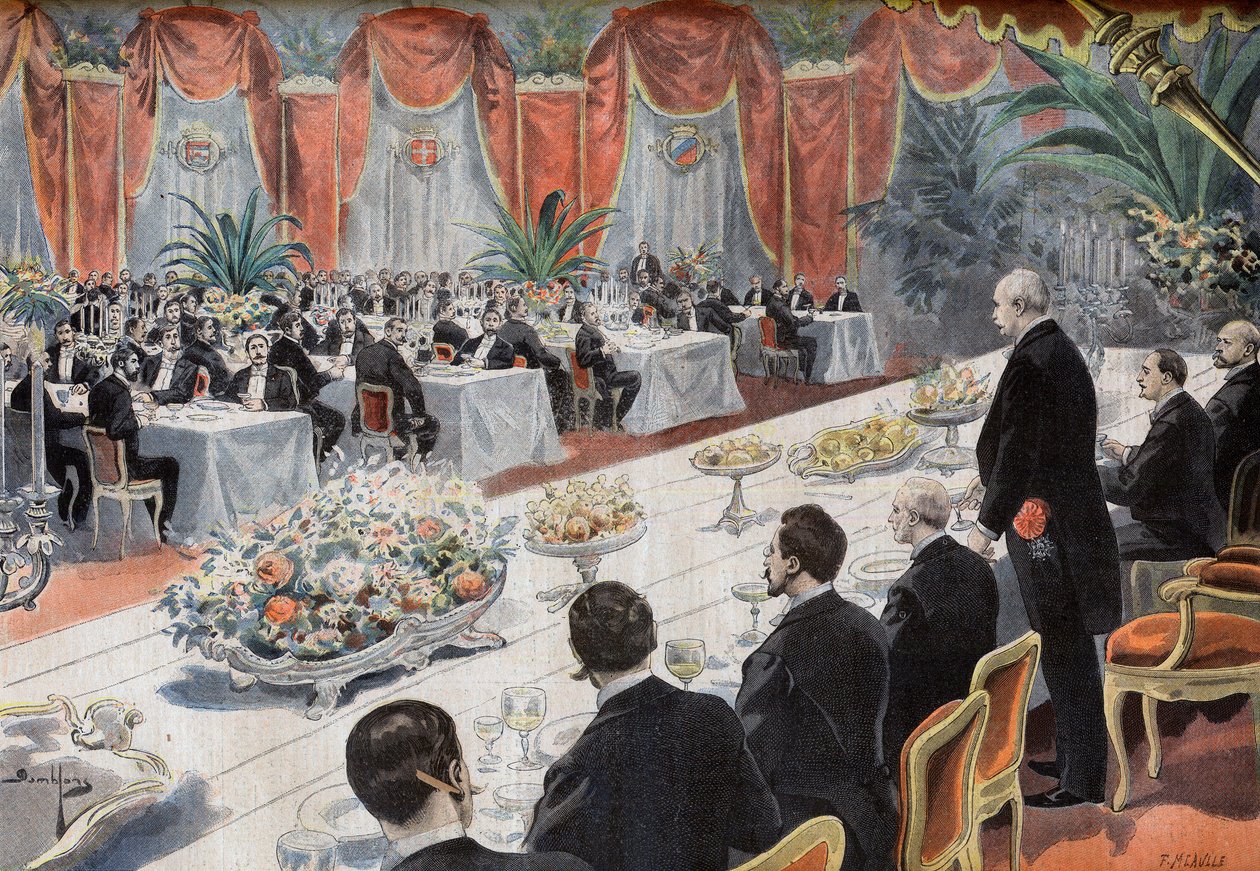 パリ証券取引所でのフランス商工業界のリーダーたちの夕食会 作： フランス語学校
