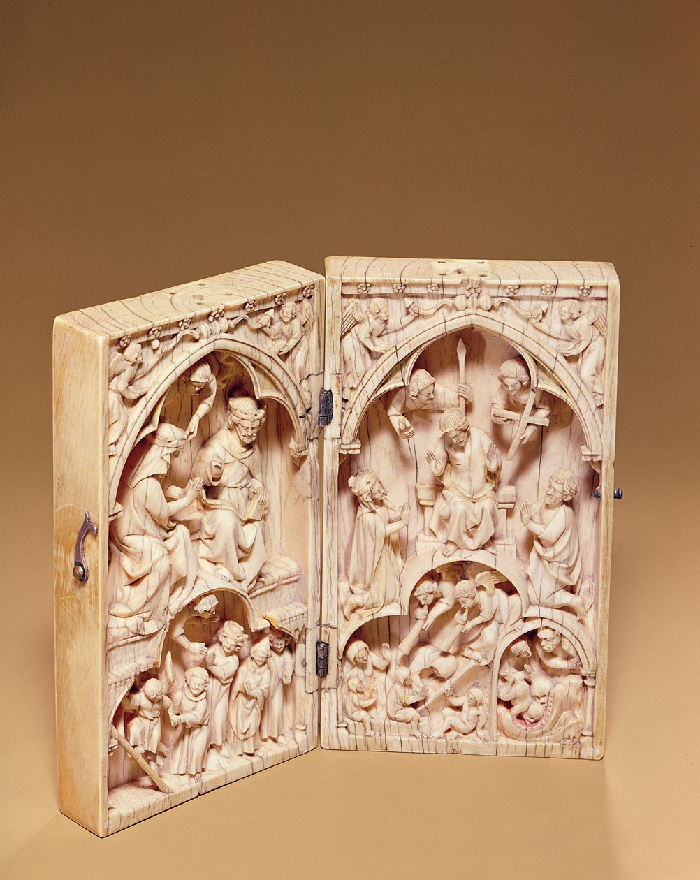 処女の戴冠式と最後の審判の二部作、c.1260-70 作： フランス語学校