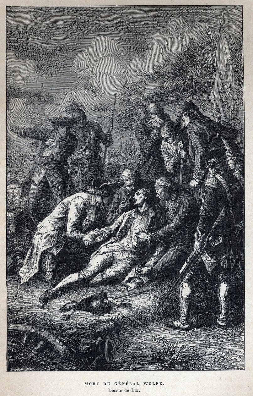発見されたカナダジェームズ・ウルフ将軍（1727-1759）の死 9月13日のケベックの戦いでのイギリス軍 作： フランス語学校