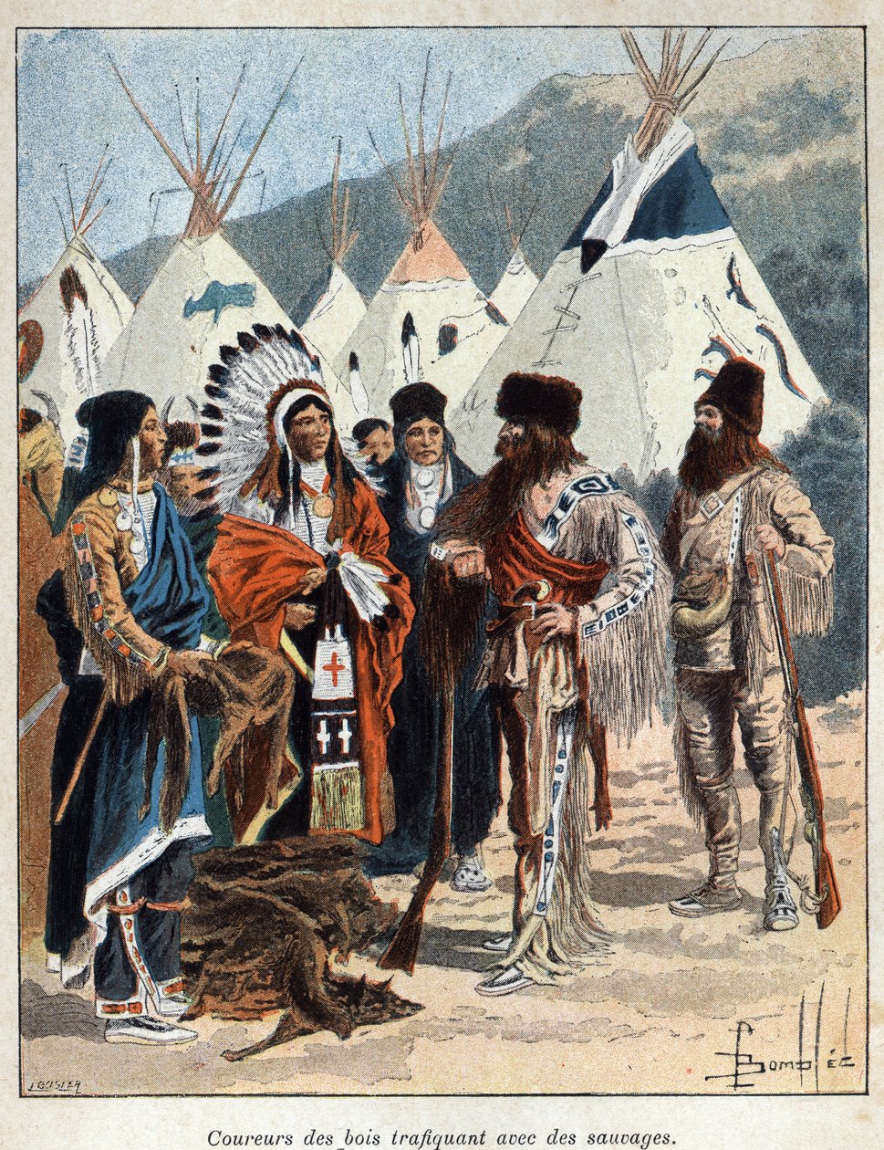 カナダ発見：17世紀にアメリカのインディアンとの毛皮貿易に携わり